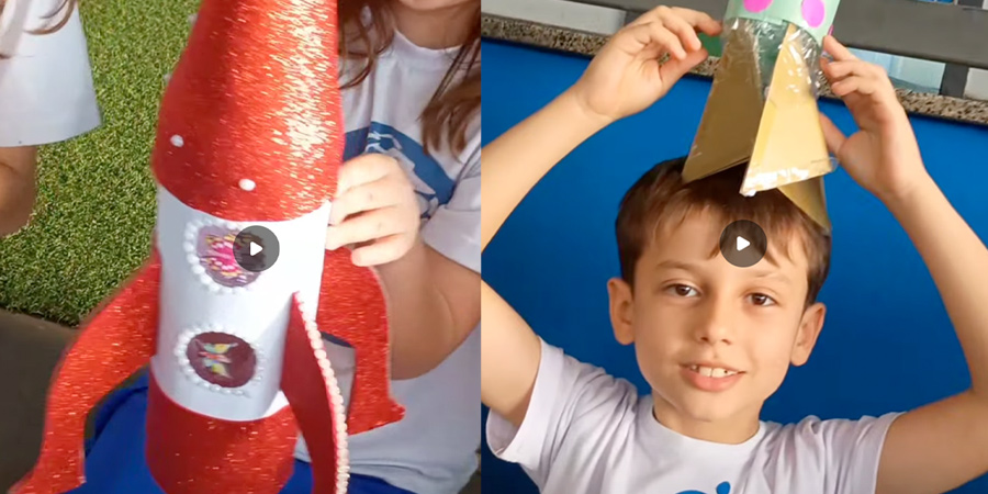 crianças fazendo foguetes 