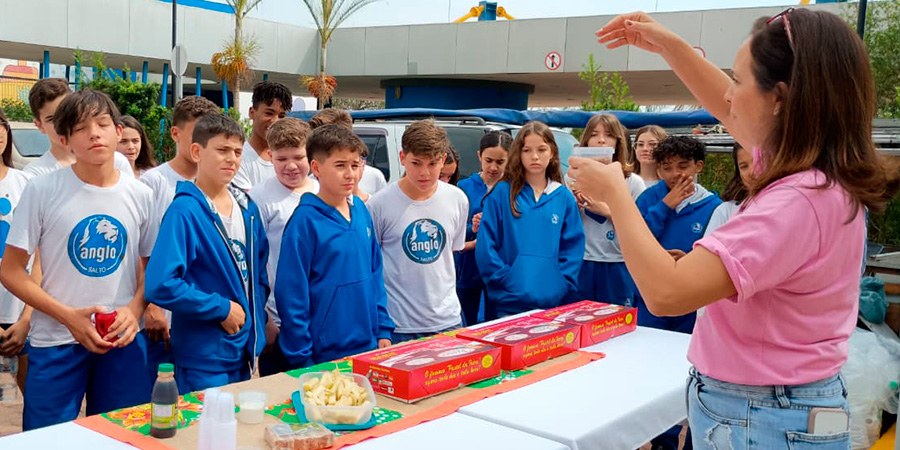 atividade prática brasil colônia com alimentos no colégio anglo salto